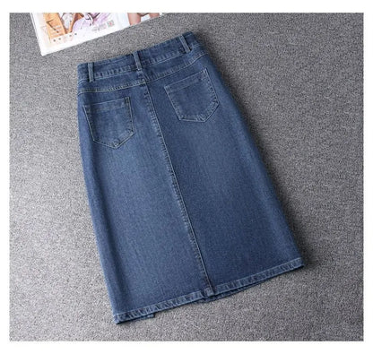 Denim Skirt Women's 2026 Spring/Summer New Slim High Waist Split One Step A-line Wrap Hip Skirts Female Casual Clothing