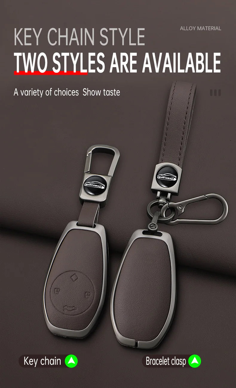 Zinc alloy+leather car remote key set, suitable for Leapmotor C16 C11 C10 C01 B10 T03 S01 car keychain key set chain accessories