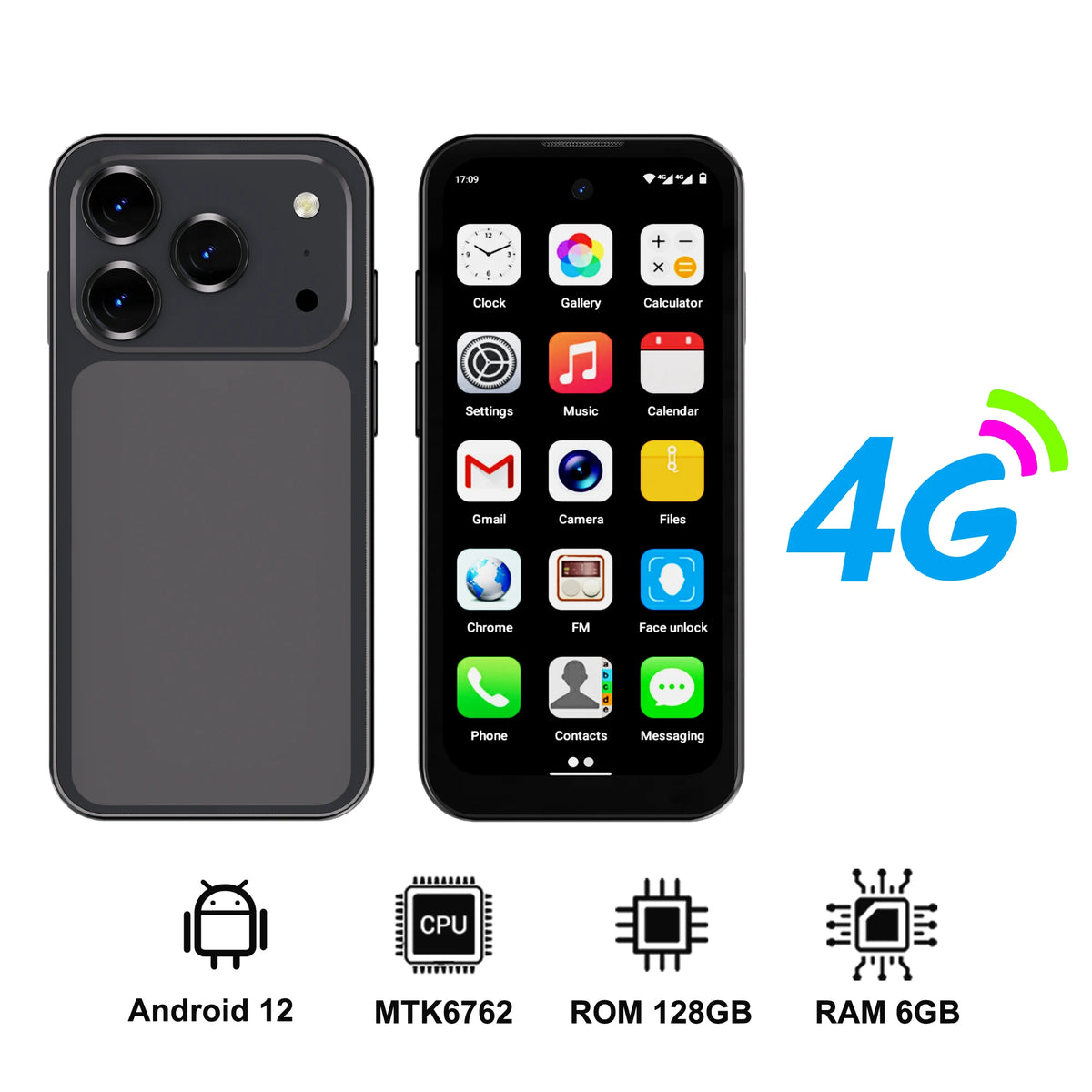 SERVO 19 Air 4G LTE Mini Smartphone Android 12.0 OS Play Store 6GB+128GB Face Unlock OTG 2 SIM 3.88" Screen Pocket Smart Phones