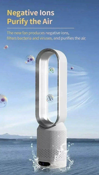 Smart Bladeless Fan with Remote Control 8 Wind Speeds Intelligent Timing 90° Oscillation Quiet Air Cooler for Home Bedroom