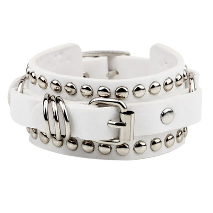 Black Leather Wristband Bracelet Cuff Goth Gothic Punk Bracelets Women Men Spikes Rivet Stud Bangle Cosplay Rock Unisex Jewelry