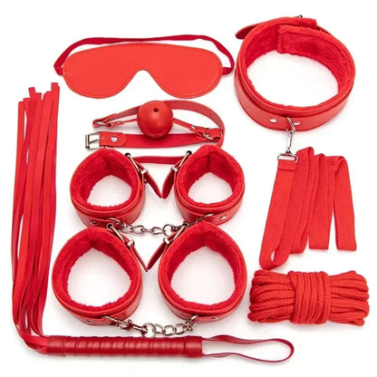 Erotic Bdsm Set Sexy Leather Plush Sex Toys Bondage Kit Handcuffs Feather Blindfold Flirt Exotic Accessories Couples Adult Games