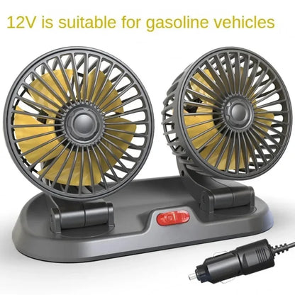 EAFC 5V 12V Car Fan Dual Head Air Cooling Fan 360° Adjustable USB Mini Protable Auto Air Fan Low Noise Car Accessories