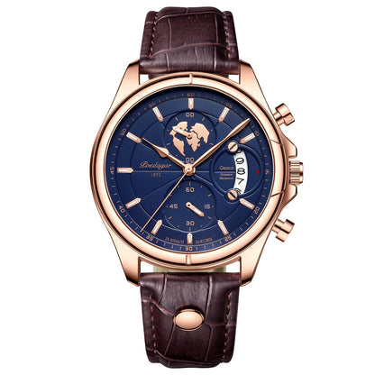 POEDAGAR Luxury Man Wristwatch Chronograph Date Waterproof Leather Men Watch Casual Quartz Men's Watches Sports Male Clock Reloj