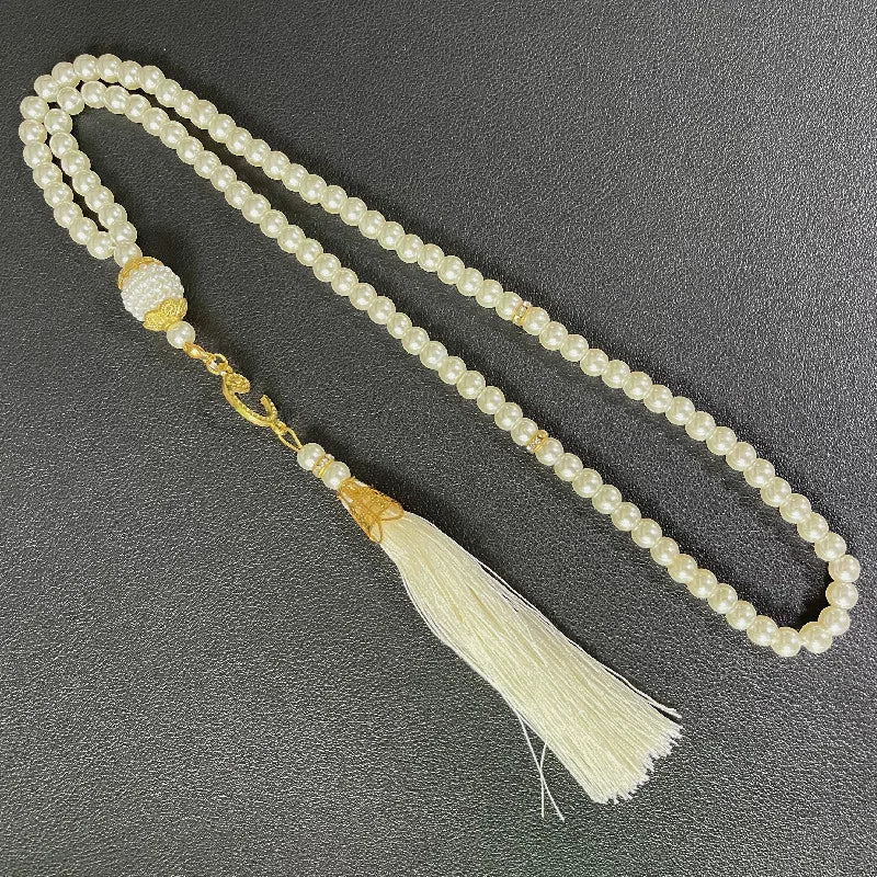 Muslim 99 Prayer Beads Tasbih Rosary Bracelet Islamic Misbaha Pearl Beads Tassel Necklace Ramadan Eid Jewelry for Women Men