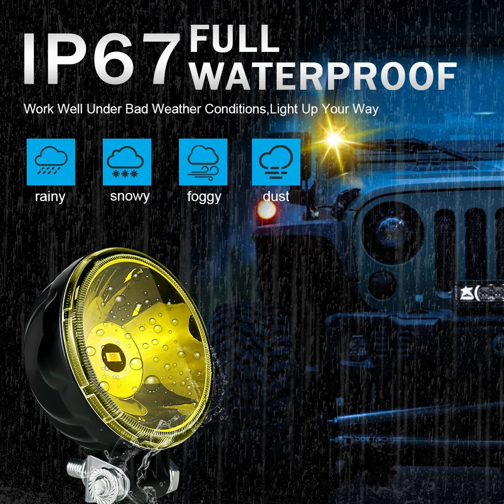 Lupuauto 3inch Led Work Light Offroad Round Spotlights Light 12V 24V 4x4 Offroad Fog Lights For Motorcycle Car ATV Race Dirt