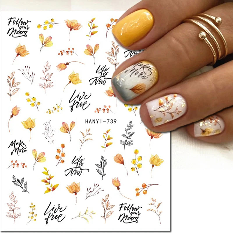 3d Nail Art Decals Elegant White RoyalBlue Roses Flowers Adhesive Sliders Nail Stickers Decoration For Nail Manicure