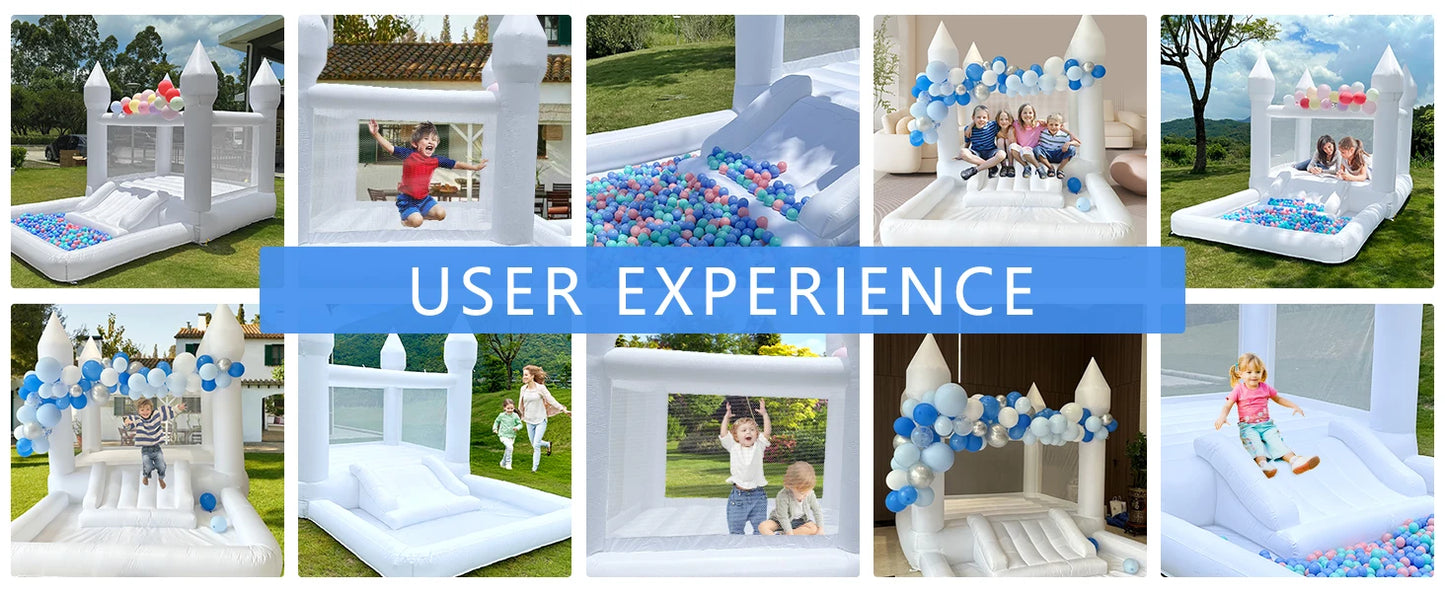Oxford Jumping Bouncy Castle Bouncer for Wedding Party with Carrying Bag Repair kit Inflatable White Bounce House Professional