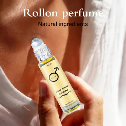 Men's Pheromone Cologne Essential Oil—Men's Cologne with Woody Fragrance, Long-Lasting Scent, Roll-On Design, Lightweight, Portable