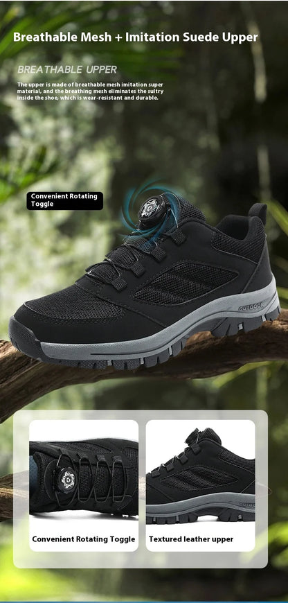 Men'S Spring And Autumn Outdoor Sports Shoes With Rotating Buckle Convenient Comfortable Anti Slip Hiking Shoes Large Size 39-48