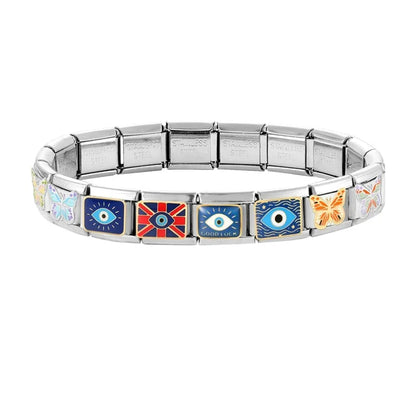 Fashion Drip Glaze Blue Eyes Colorful Butterfly Italian Charm Links Fit 9mm Stainless Steel Bracelet Jewelry DIY Making Beads