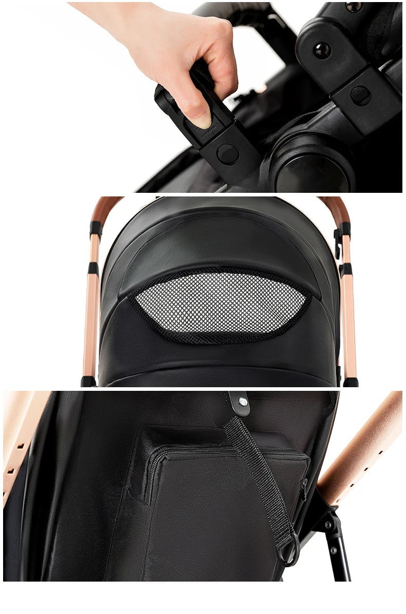 Baby pram Lightweight stroller Baby carriage PU 3in1 stroller Baby stroller 3-in-1 Baby carriage strollers for baby light carts