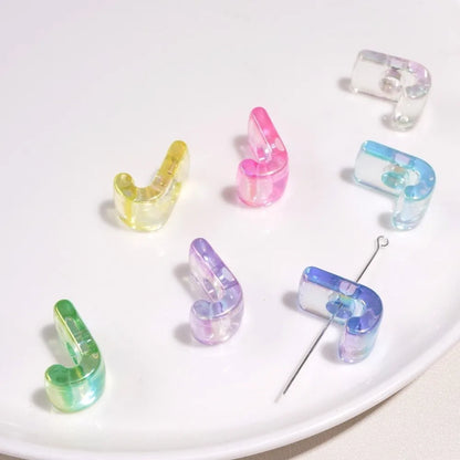 10pcs New Acrylic Iridescent Beads DIY Keychain Mixed Color Letter Beads Bag Charm Phone Chain Jewelry Making Beads Gifts Giving