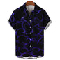 3D Printed Punk Purple Lightning Graphic Blouses Harajuku Fashion Hip Hop Shirts For Men Clothes Hawaiian Y2k Lapel Blouse Tops