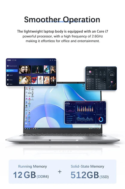 Intel Core I7 9850H Atom A3950 Windows 11 Pro Laptop Gamer SSD 1TB RAM 16GB Portable Laptops Computer Gaming 14.1' Notebook PC