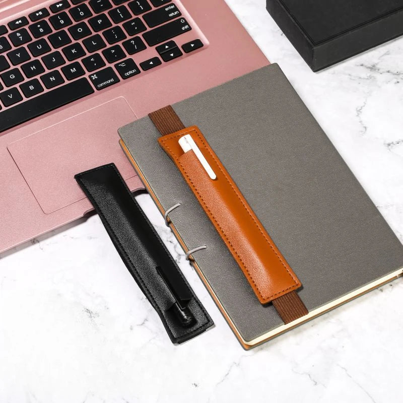 1/2pcs Leather Adjustable Elastic Band Pen Holder, Pen Pouch For Planner, Pen Holder For Notebook, Notebook Pen Holder