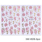 2/3pcs Golden Pink Hibiscus Flower Nail Stickers 3D Bronzing Border Petals Sakura Line Sliders Nail Decals DIY Manicure Decor