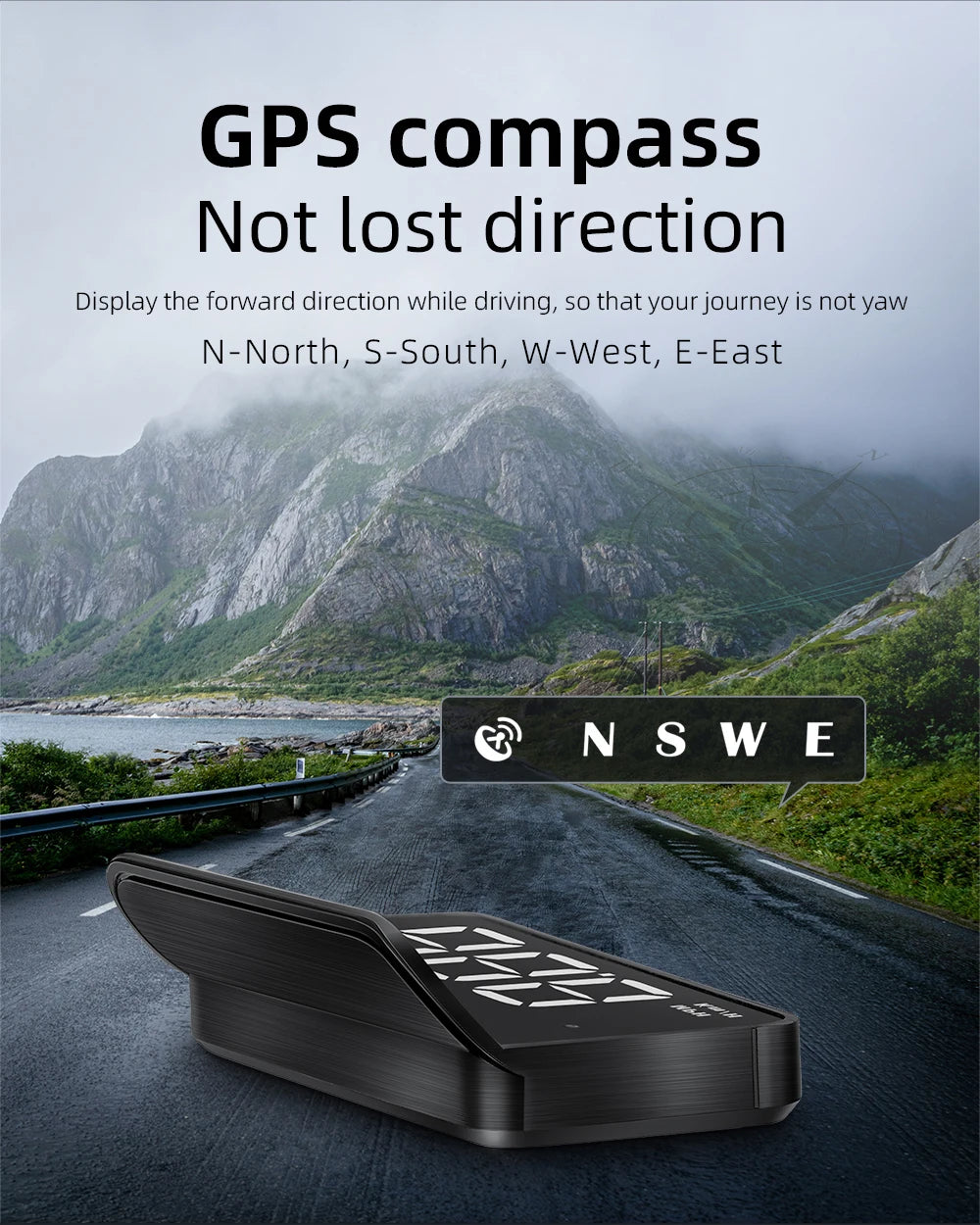 M3 HUD Obd2 Display On-board Computer Car Head-up display Windshield Big Font projection E-OBD and GPS Suitable for All Cars M1