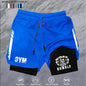 Men 2 in 1 Double Deck Marathon Running Shorts Fitness Training Pants Men's Racing Shorts Gym Wear Jogging Workout Sports Shorts