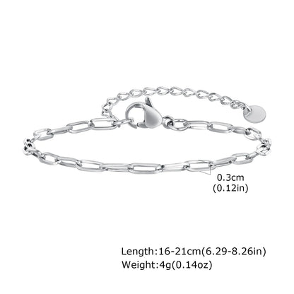 Women Chain Bracelet Silver Color, Stainless Steel Link Stackable Bracelets, Layered Waterproof Gifts