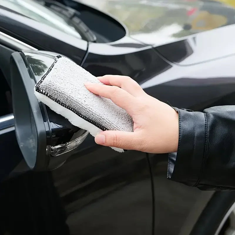 2/24PCS Soft Double Side Microfiber Scrubbing Sponge Car Leather Cleaning Microfiber Towel Wax Sponge Auto Detailing Tools