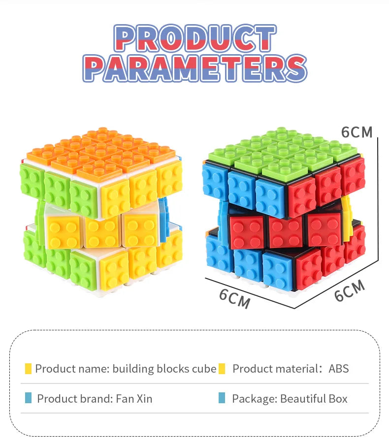 Building Blocks 3D Magic Puzzle Cube 3x3x3 DIY Fidget Toy Brick  puzzle professional smooth speed game children's toy gift