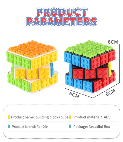Building Blocks 3D Magic Puzzle Cube 3x3x3 DIY Fidget Toy Brick  puzzle professional smooth speed game children's toy gift