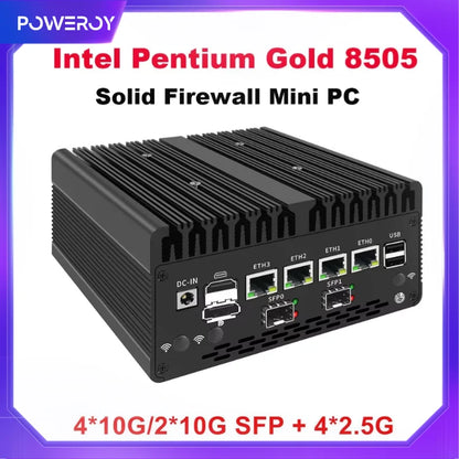 Fanless Mini PC 4*/2*10G SFP+ Intel i7 13620H 8505 Firewall 4xi226-V 2.5G 2*DDR5 NVMe Industrial Computer Server Proxmox