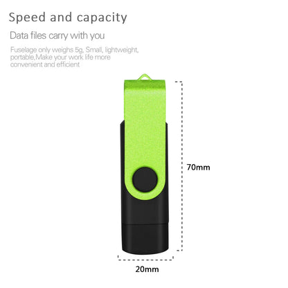 Rotable Usb Flash Drive 128GB 32GB 16GB Pen Drive 256GB Pendrive 64GB 4G OTG 2 IN 1 Memoria Usb Stick Type C Usb 2.0