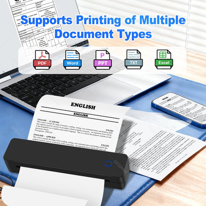 Mini Portable A4 Thermal Printer Bluetooth-compatible Photo PDF Printing Machine Folded Rolls Paper for Office Home Travel