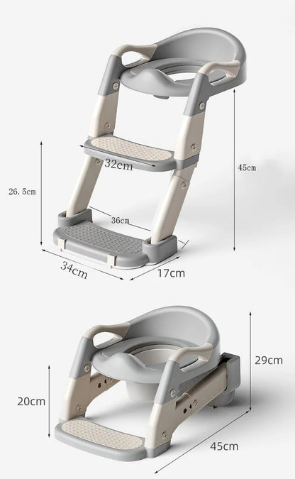 Kids Toilet Step Stool Potty Training Seat with Ladder Boys Girls Baby Toilet Seat Adjustable Step-on Stool for Adult Toilet