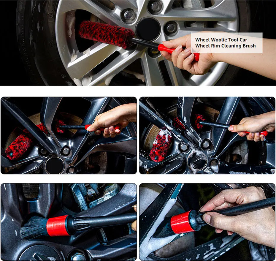 SEAMETAL Car Wheel Detailing Brush Bendable Auto Wheel Woolies Brushes Car Cleaning Tools for Car Rim Tire Washing Accessories