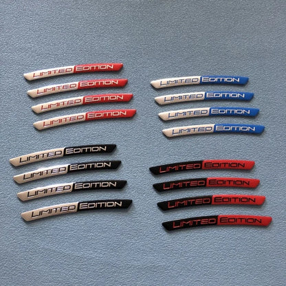 4PCS Aluminum Alloy Limited Edition Logo Car Hub Sticker Decal Tire Rim Decorative Strip Car Exterior General Accessories.