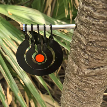 1Z-Shooting Practice with A Three - Ring Tree - Inserted Rotating Pendulum Target Made of 3 - Millimeter - Thick Metal