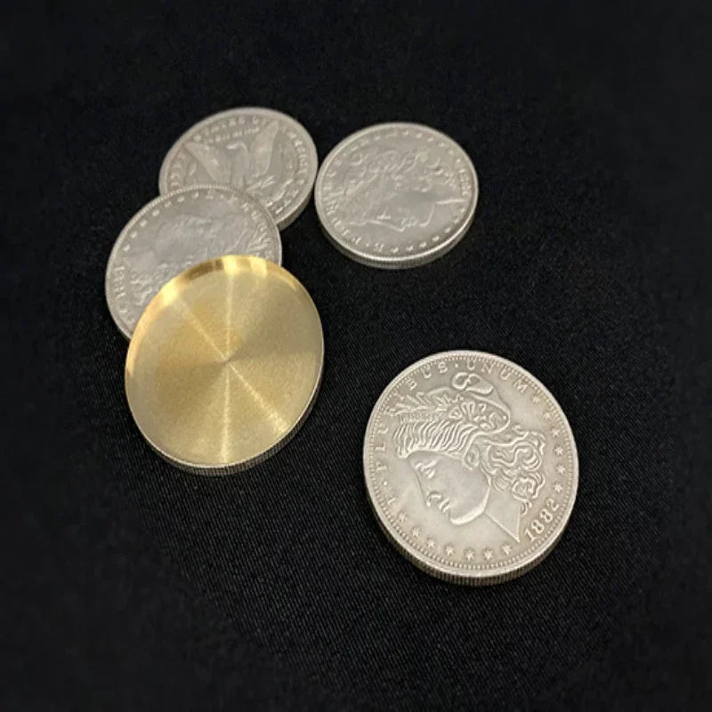 Morgan Fire Set (1 Fire Coin + 3 Morgan Coins + 1 Morgan Shell) Coin Magic Tricks Gimmick Magic Accessories Illusion Props