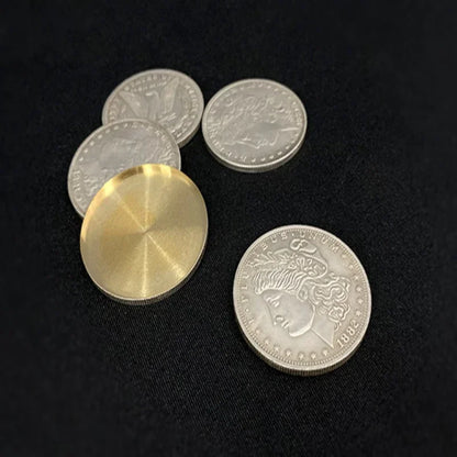 Morgan Fire Set (1 Fire Coin + 3 Morgan Coins + 1 Morgan Shell) Coin Magic Tricks Gimmick Magic Accessories Illusion Props