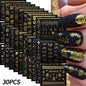 30 Sheets Christmas Nail Art Stickers Self Adhesive 3D White Snowflake Nail Decals Xmas Nail Supplies Christmas Manicure Sliders