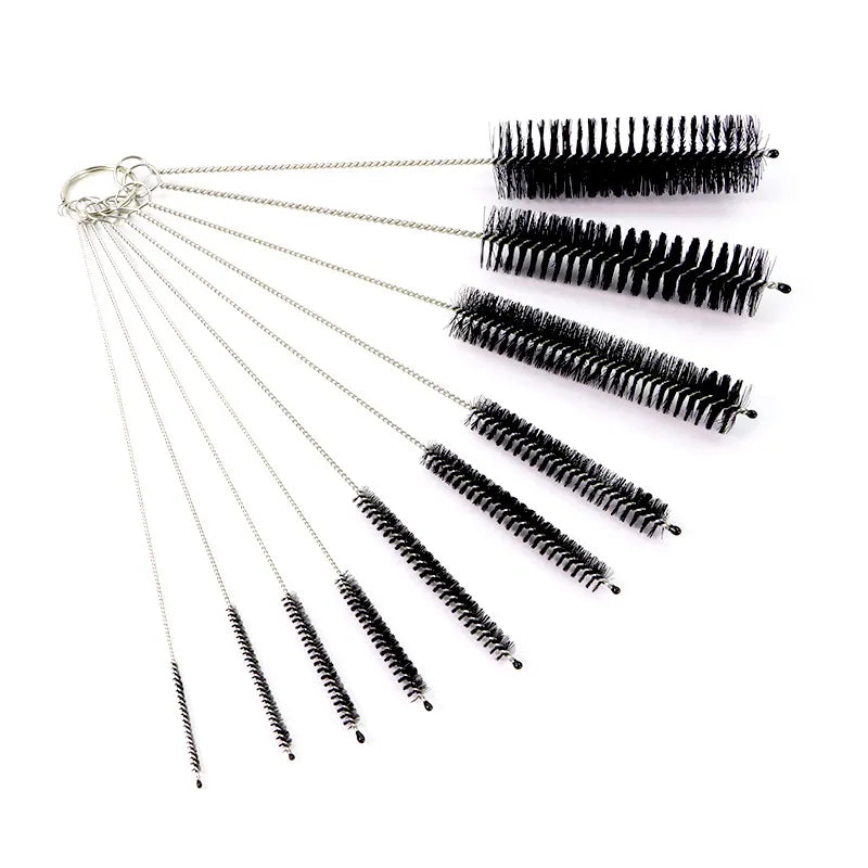10pcs Set Stainless Steel Soft Hair Brush Pipette Test Tube Baby Bottle Brush Multifunctional Household Cleaning Tools Set