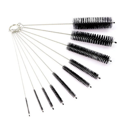 10pcs Set Stainless Steel Soft Hair Brush Pipette Test Tube Baby Bottle Brush Multifunctional Household Cleaning Tools Set