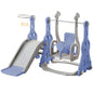 Kids 4-in-1 Slide and Swing Set, Toddler Playground with Basketball Hoop and Climbing Ladder, Indoor Outdoor Activity Center, HDPE Plastic Playset with Adjustable Swing Height, Anti-Slip Steps and Stable Base for Toddlers