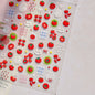 Juicy Red Jelly Tomato Nail Art Sticker Cute Bowknot Glitter Star Kawaii 5D Fruit Self Adhesive Nail Art Decals for Summer DIY