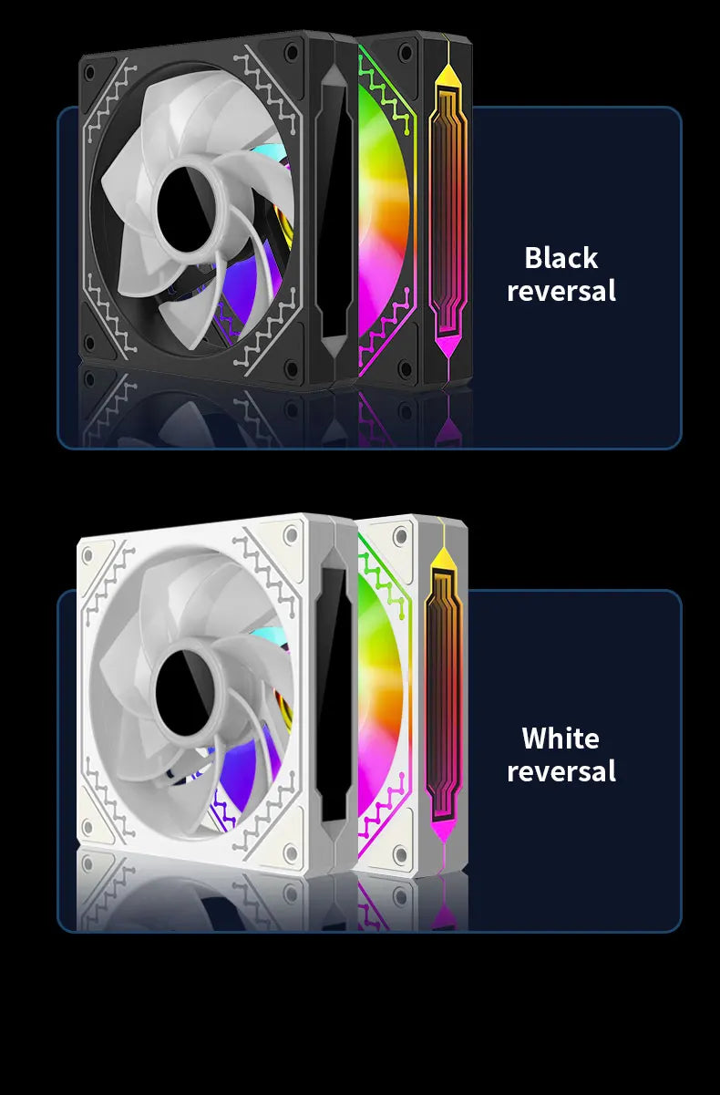 TEUCER Prism12025 PC Case Fan 120mm 5V 3Pin ARGB Cyclic Mirror Light Effect PWM 800 to 2000RPM Cooling Fan 3 Piece Set