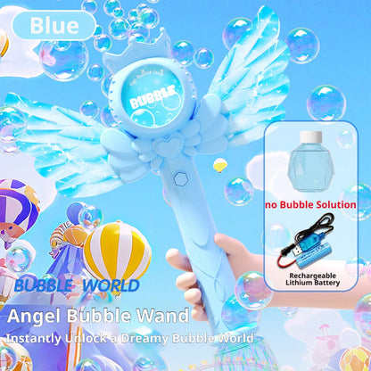 2026 New Electric Angel Automatic Bubble Handheld Bubble Stick Emit Light and Sound Bubble Gun for Party Summer Outdoors Toy