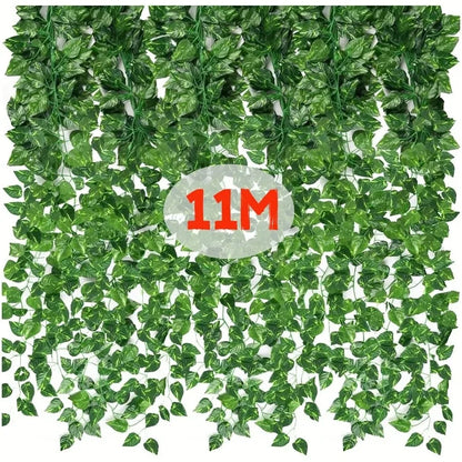 4/10M Artificial Plant Green Ivy Leaf Garland Fake Plant Creeper Hanging Vine Outdoor DIY Garden Wall Wedding Party Home Decor