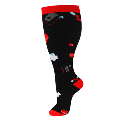 2XL-4XL Plus Size Compression Socks for Women Men 20-30 MMHg Wide Calf Extra Large Knee High Flight Sock for Circulation Support