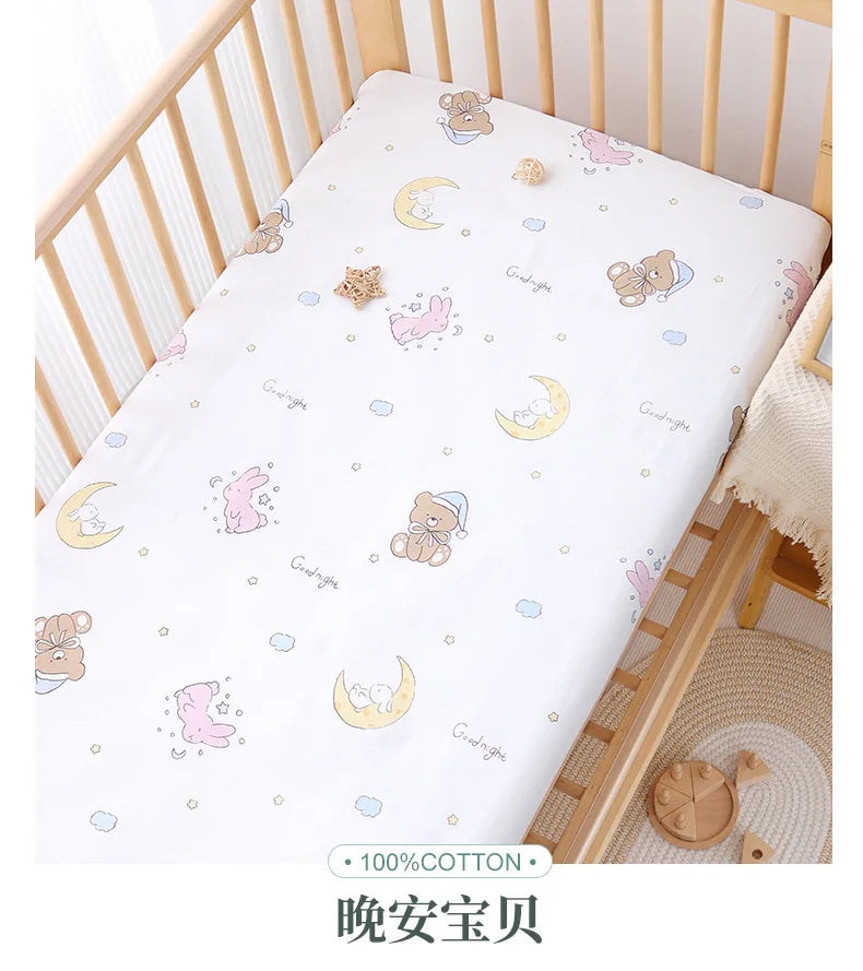 1pcs 130*70CM Breathable Cotton Fitted Crib Sheets for Baby Crib Mattress Cover Soft Bedding Set of Solid Color Infant Bed Sheet