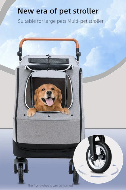 STLF(Ready to Ship) Manufacture Large Pet Stroller for Big Dog Safety Outdoor Walking Travel Foldable Trolley