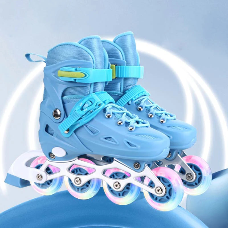 Kids Inline Roller Skate Shoes For Women Men Adult Flashing Quad Sneakers For Boys Girls Outdoor Skating Skates Gifts Full Set