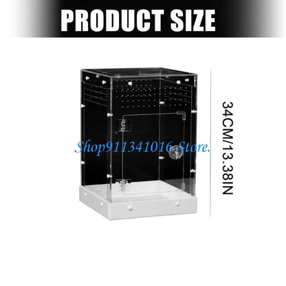 34Cm Clear Acrylic Reptiles Enclosure Breeding Box For Amphibians Animal Hermits Crabs Safe Habitats Place