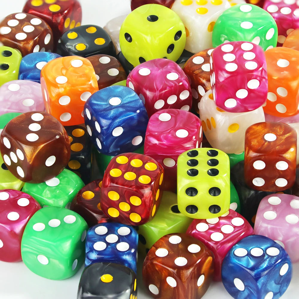 16MM Round Corner Game Dice Set 6-Sided Marble Acrylic Dices for  Tabletop Game Gambling Entertainment Party